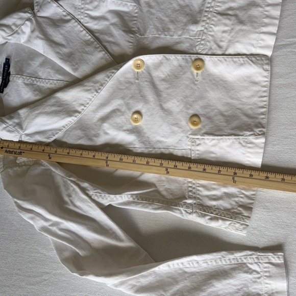 Vintage 2000's Ralph Lauren Cotton Blazer Cropped Jacket Sz 6 White Wide Lapel - Picture 10 of 12
